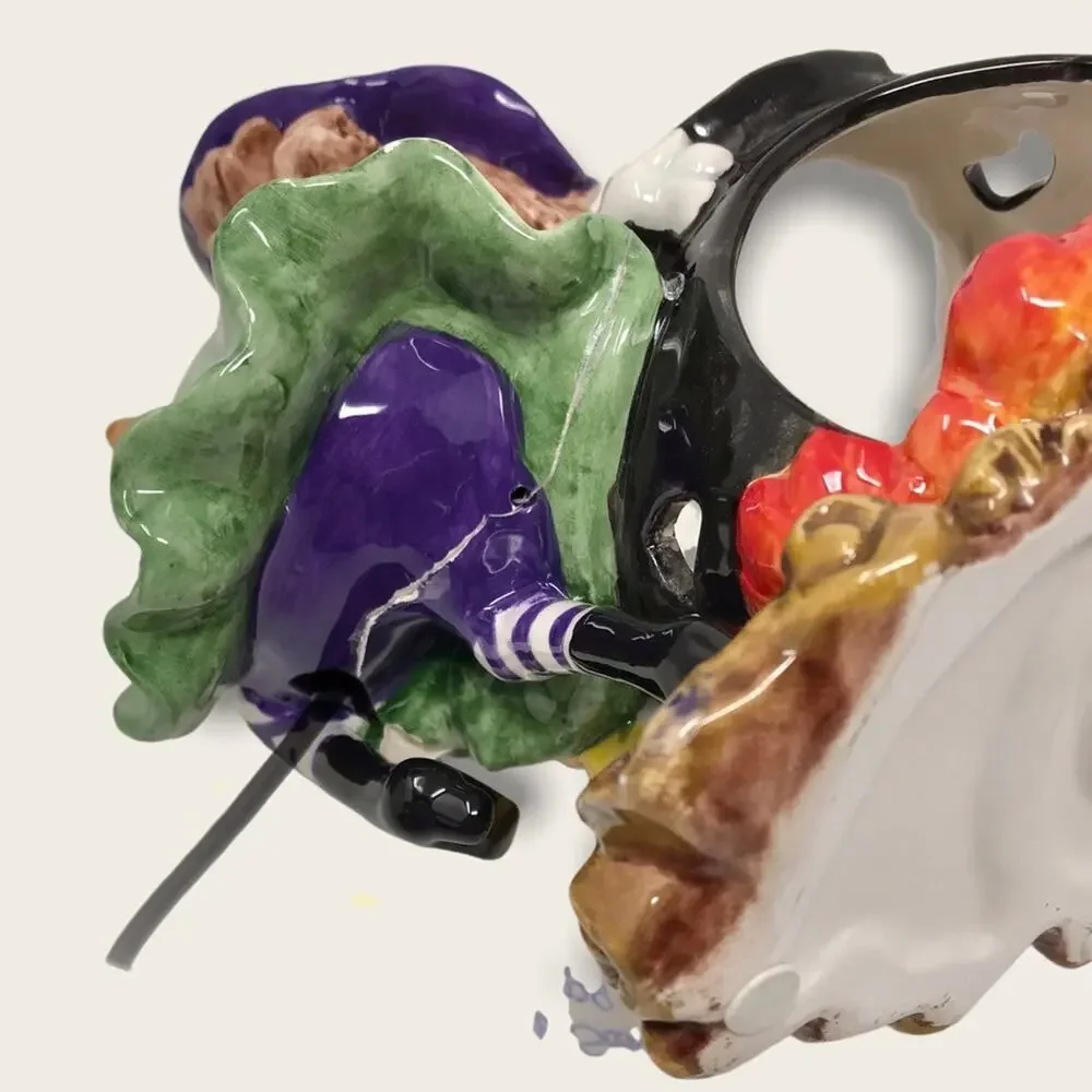Halloween Ceramic Witch with Cauldron For Candle High Gloss Glaze